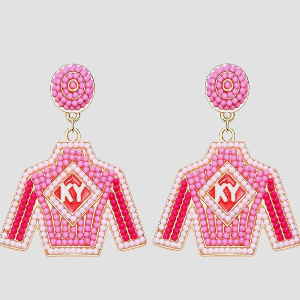 Kentucky Derby Seed Bead Jockey Silks Earrings
